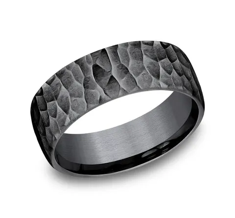 Benchmark 8mm Black Tantalum Hammer Finish Ring