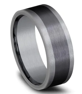 Benchmark 8mm Black Titanium Satin Finish Center with Tantalum Edges