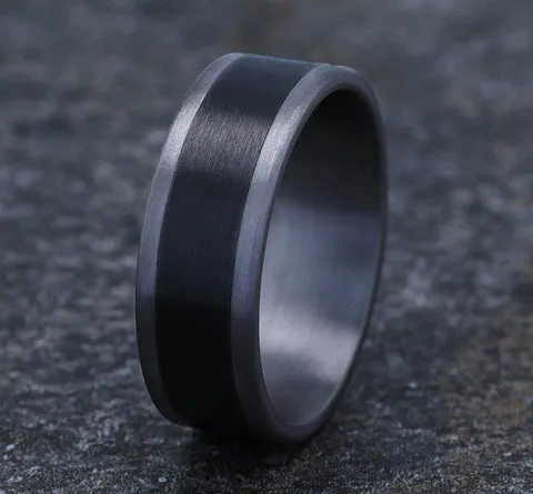 Benchmark 8mm Black Titanium Satin Finish Center with Tantalum Edges