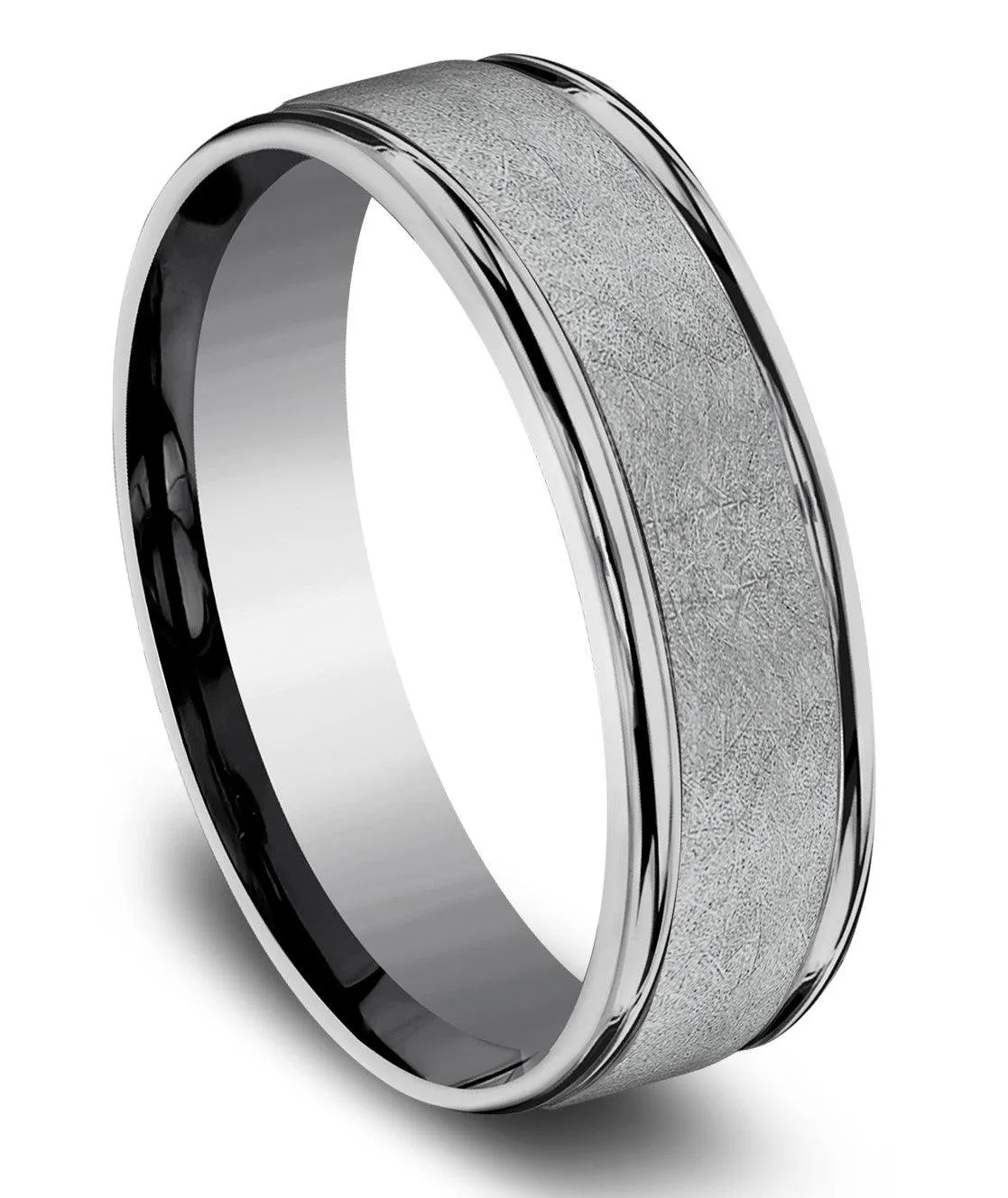 Benchmark Tantalum Swirl Center High-Polish Edge Comfort Fit Band- 6.5mm