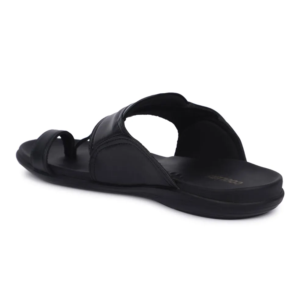 Coolers Casual Black Toe Ring Slippers For Men KENYA-2E By Liberty