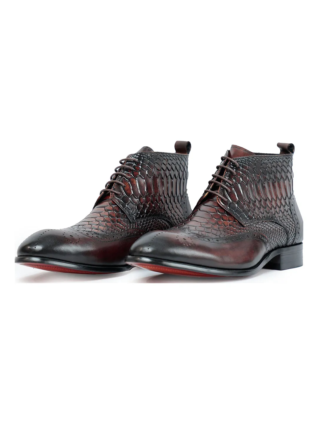 Diago Croc Anckle Coffee Boots