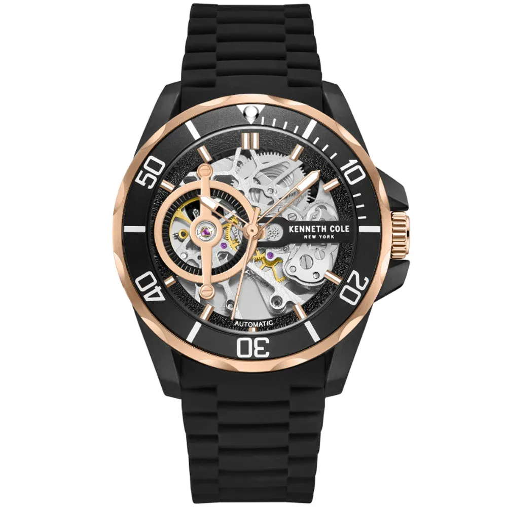 Kenneth Cole Mens Automatic Skeleton Watch - Black Dial, Model KCWGR0012804