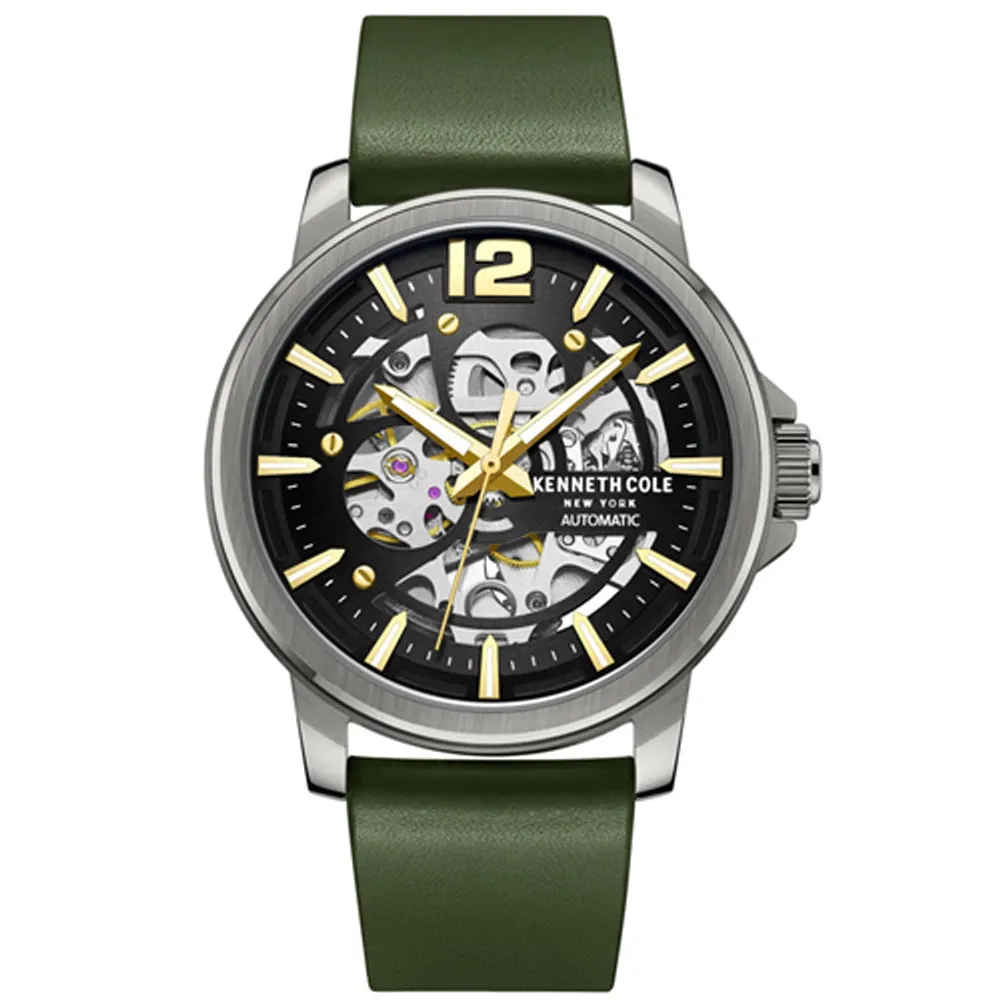 Kenneth Cole Green Leather Strap Automatic Men Watch KCWGE2220501