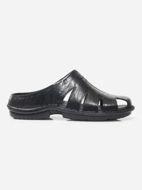 Men Black Sandal / Slipper (ID4208)