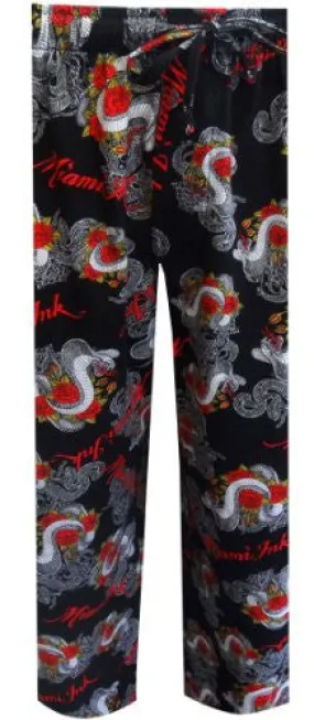 MIAMI INK COBRA TATTOO WITH ROSES LOUNGE PANT FOR MEN (SMALL)