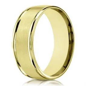 Satin Finish 14K Yellow Gold Designer Wedding Ring for Men | 6mm